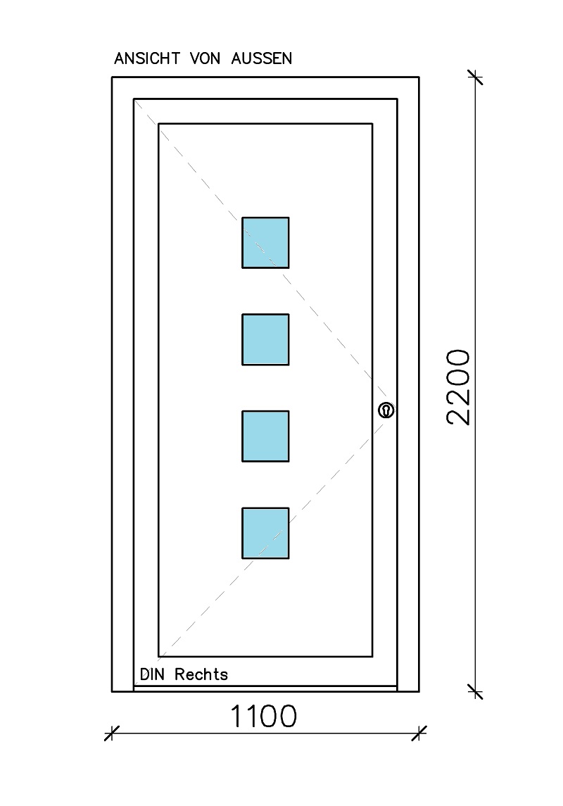 1-tlg. "CT-70" Schüco Haustür 110 x 220 cm mit Füllung LA3