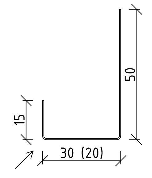 20er U-Profil 15-20-50 | L = 1070mm | RAL 7035