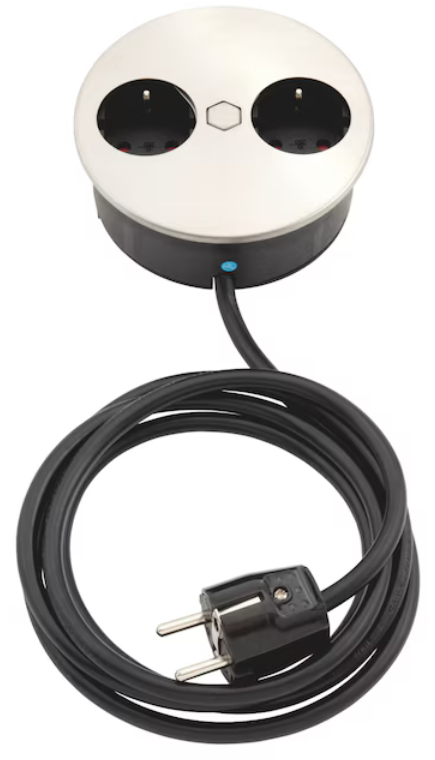 Einbausteckdose EST-8 Edelstahlfarben I 2 Anschlüsse