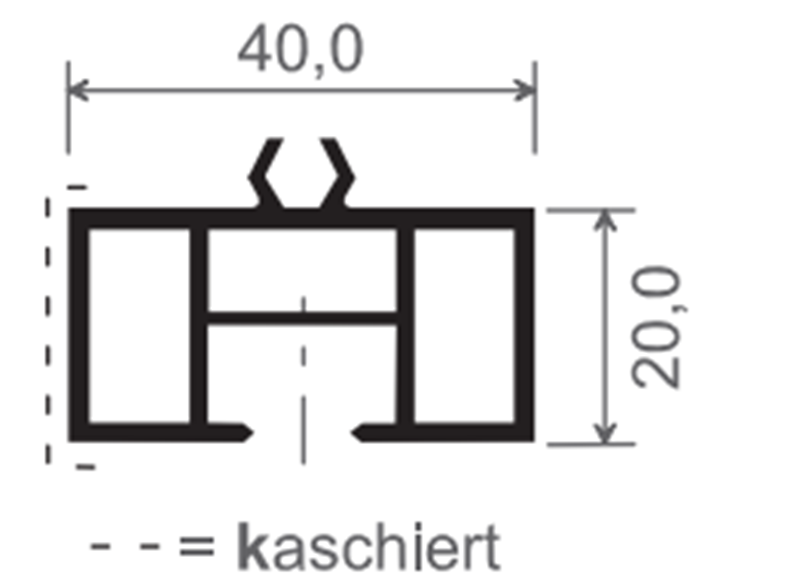 Aufdopplungsprofil 40/20mm (VE 10)