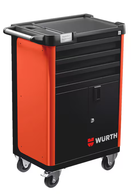 Würth System-Werkstattwagen BASIC 8.4 "Hellrotorange" I 3 Schubladen