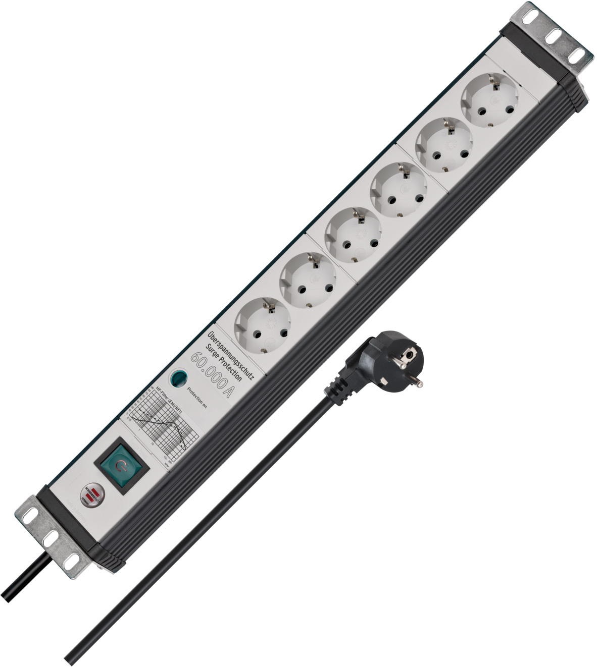 Premium-Line Steckdosenleiste 6-fach mit Überspannungsschutz, Schalter und 3m Kabel