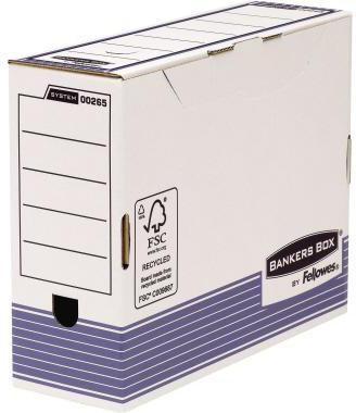BANKERS BOX Archivbox Bankers Box® System 8,5 x 32,7 x 26,5 cm (B x H x T) DIN A4 mit Archivdruck Karton weiß blau