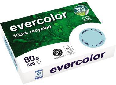 CLAIREFONTAINE Kopierpapier Clairefontaine evercolor DIN A4 80g/m² 100 % Altpapier hellblau 500 Bl./Pack.