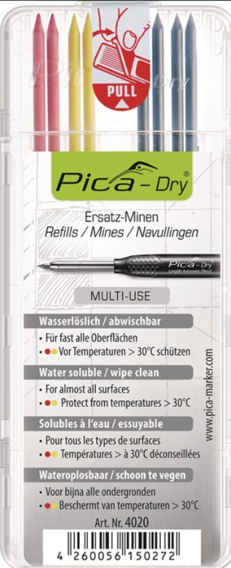 Minenset Pica-Dry 4x schwarz,2x rot,2x gelb feucht abwischbar 8 Minen/Set