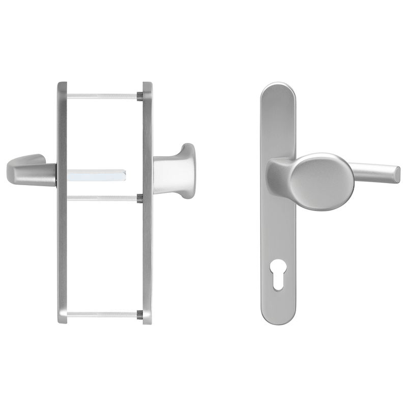 Blaugelb Wechselgarnitur KGT35 außen PZ92 AL Weiß RAL 9016 Drückerform 2000 o. Befestigungsset