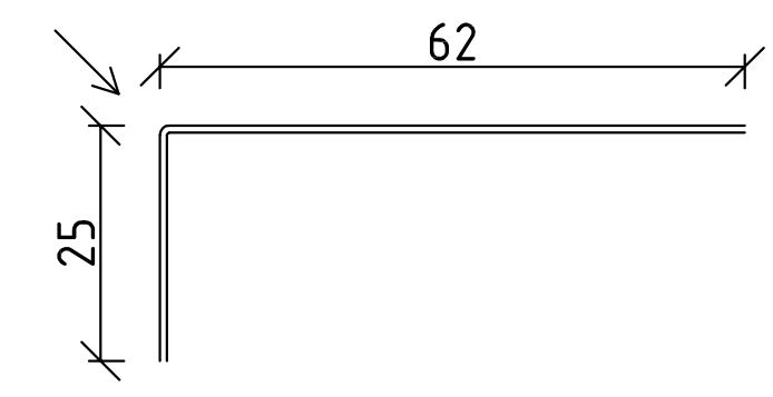 25/62 mm Anschlußwinkel in verschiedenen Längen