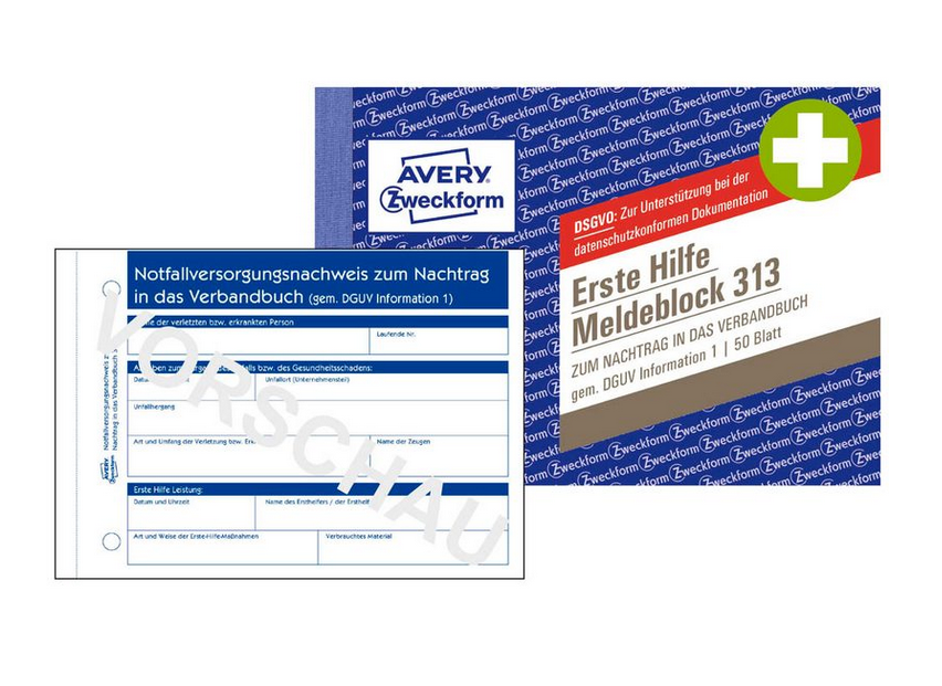 Avery Zweckform Meldeblock Erste Hilfe 313 A6 50 Blatt