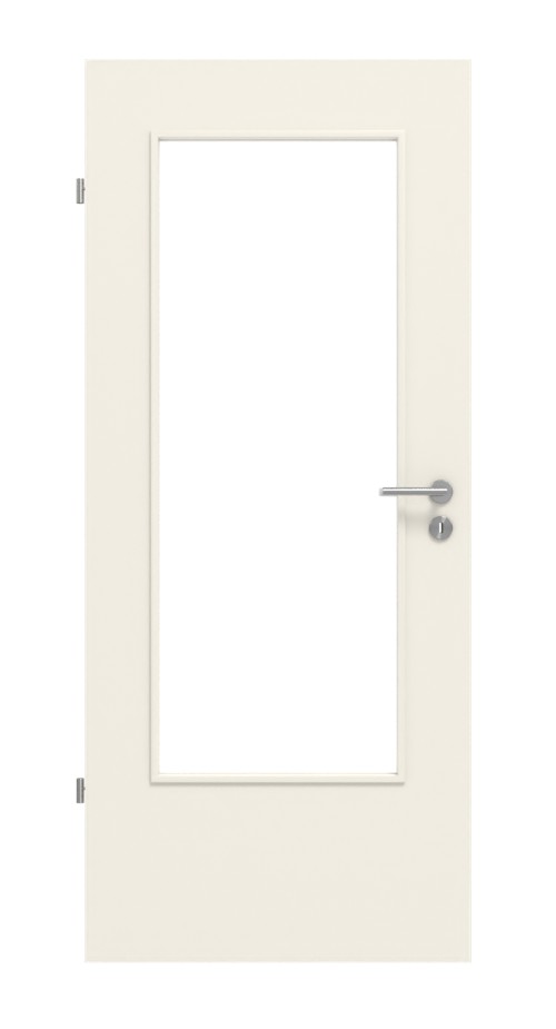 Innentür DIN , BB-Schloß, Bänder V0020 vernickelt,  weißlack, Kante eckig  mit DIN Lichtausschnitt