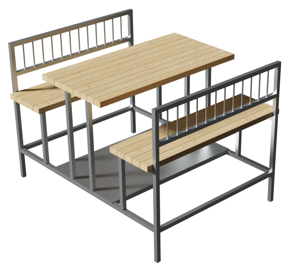 Lärche Gastro Stehtisch mit Sitzbänken