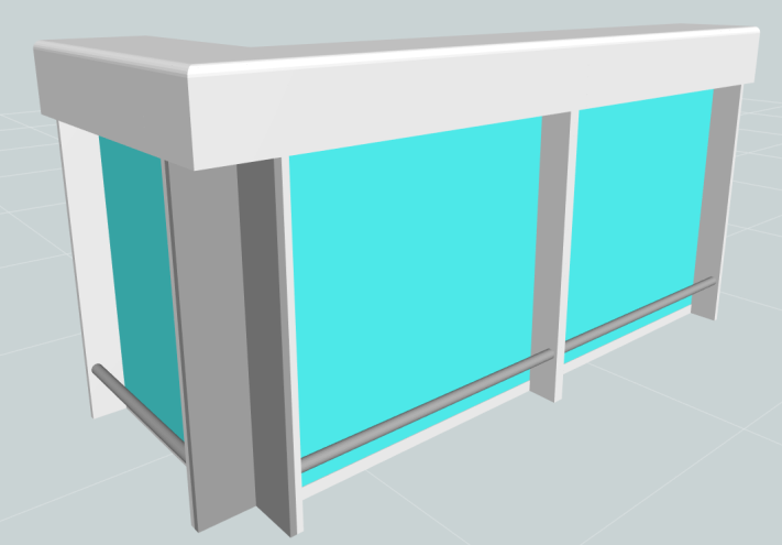 Thekenelement mit Glasverkleidung