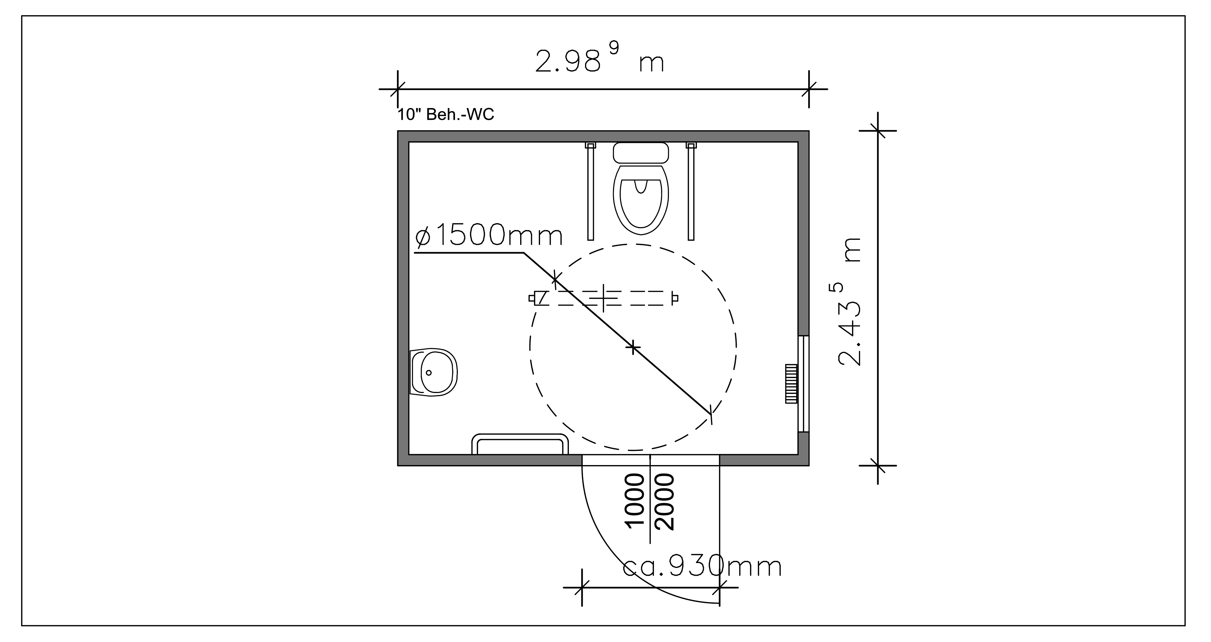 Sanitärcontainer barrierefrei 10 Fuss / 3 Meter