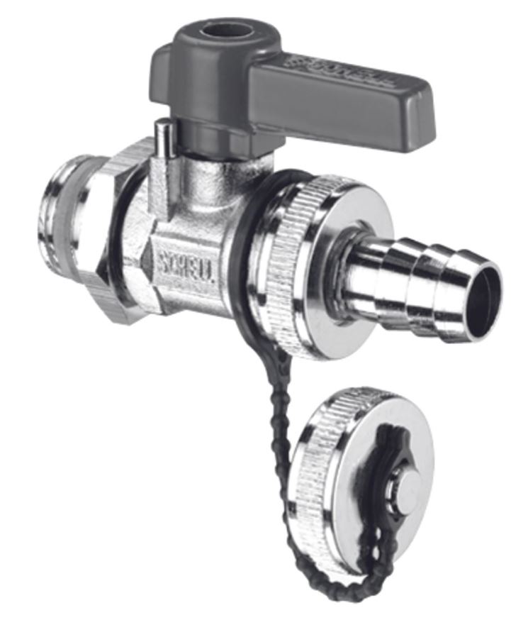 SCHELL F+E-Kugelhahn, Schlauchverschraubung Hebelgriff, ASAG, 16bar, 1/2", mattchrom