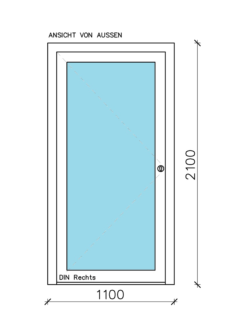 1-tlg. "CT-70" Schüco Haustür 110 x 210 cm inkl. Verglasung