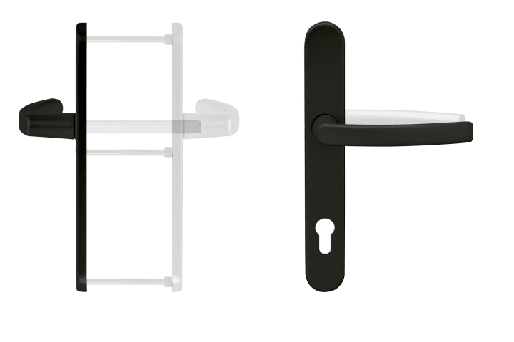 blaugelb Drückergarnitur ½ DGT35 innen PZ92, 2000/235/PZ 92 9005 FS