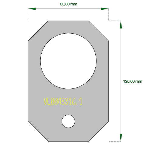 Stahlplatte mit Doppelloch | 120/80mm