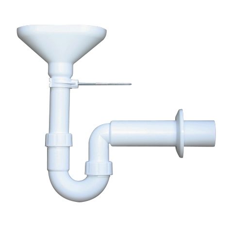 Trichtersiphon DN50 mit Sieb und Wandhalterung nach DIN274