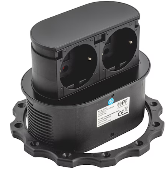 Einbausteckdose EST-10 Schwarz I 2 Anschlüsse