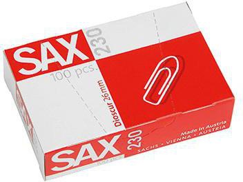 SAX Büroklammer Sax spitze Form 26mm Metall verzinkt 100 St./Pack.