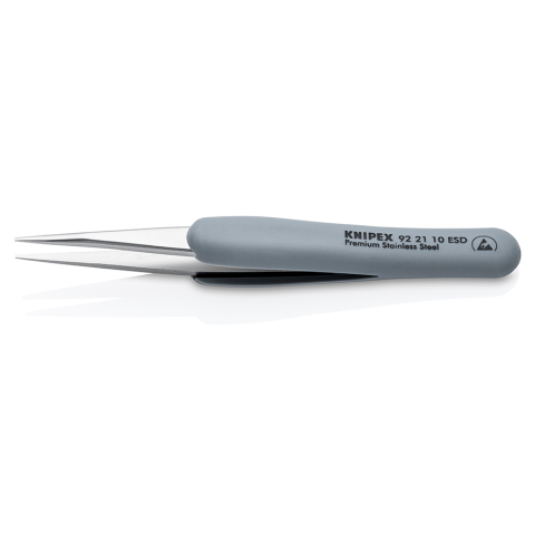 125 mm gerade/stumpfe ESD Präzisionspinzette mit gummiertem Griff von Knipex