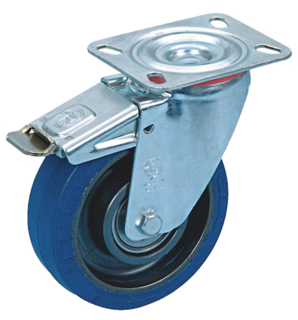 Gummirad mit drehbarer Halterung und Feststellbremse