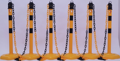 Sperrpfostenset PU gelb/schwarz m.Sechsk