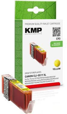 KMP Tintenpatrone KMP kein Originalzubehör Kompatibel mit: Canon CLI551YXL C93 ca. 715 Seiten gelb 15ml
