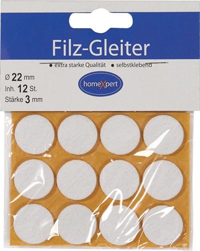 Filzgleiter 22mm Filz weiß selbstkl.16 S