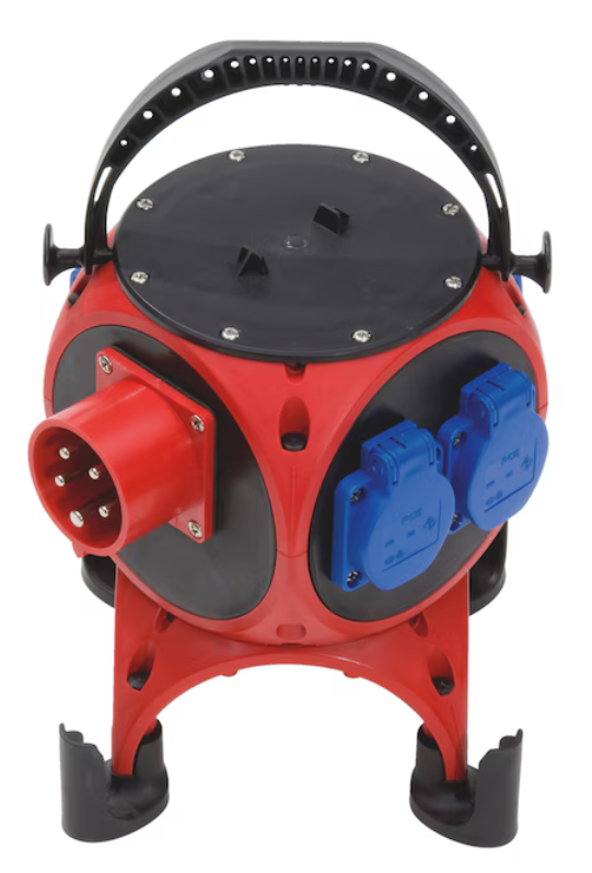 Mobiler Kunststoff-Standverteiler (6x Schutzkontaktsteckdosen+1x CEE 16A)