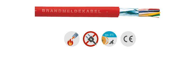 8-adriges Brandmeldekabel im Zuschnitt