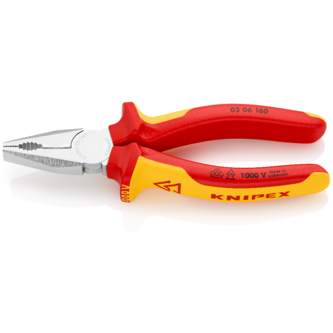 KNIPEX 160 mm Kombizange mit Mehrkomponenten-Hüllen, VDE-geprüft