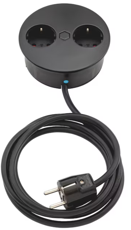 Einbausteckdose EST-8 Schwarz I 2 Anschlüsse