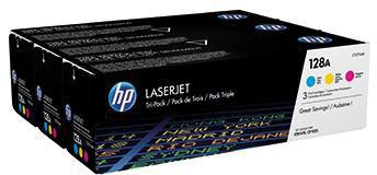 HP Toner HP Originalzubehör 128A ca. 3 x 1.300 Seiten cyan magenta gelb 3 St./Pack.