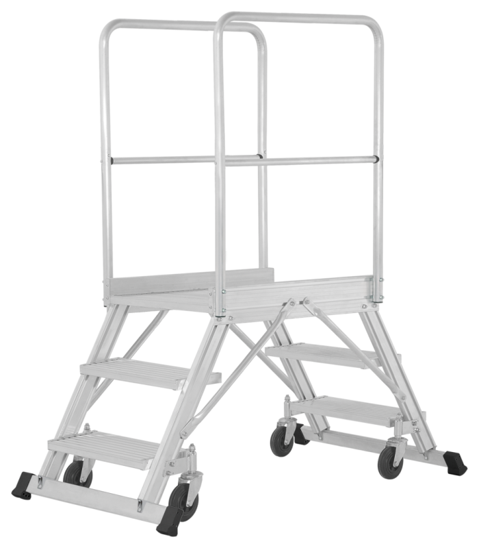Podesttreppe 2x3 Stufen fahrbar, beidseitig begehbar (inkl. Plattform)