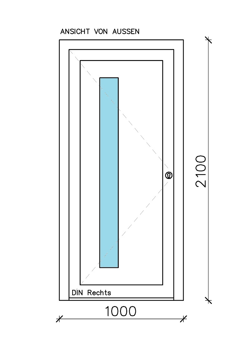 1-tlg. "CT-70" Schüco Haustür 100 x 210 cm mit Füllung LA2