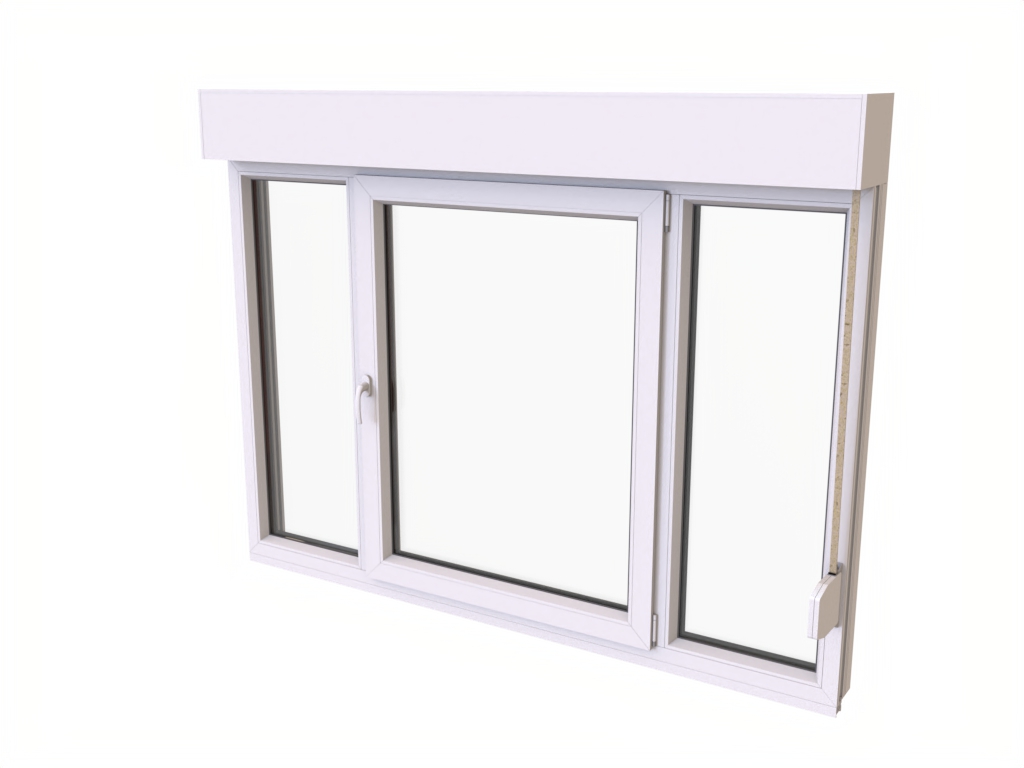 3-tlg. "LIVING" ASK Schücofensterelement 2040 x 1576 mm mit Rollladen