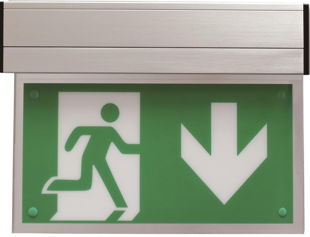 RED LED-Notleuchte 3h 5W IP40 FOLLOW ME Wand/Deckenleuchte EKW 25m Alu Silber