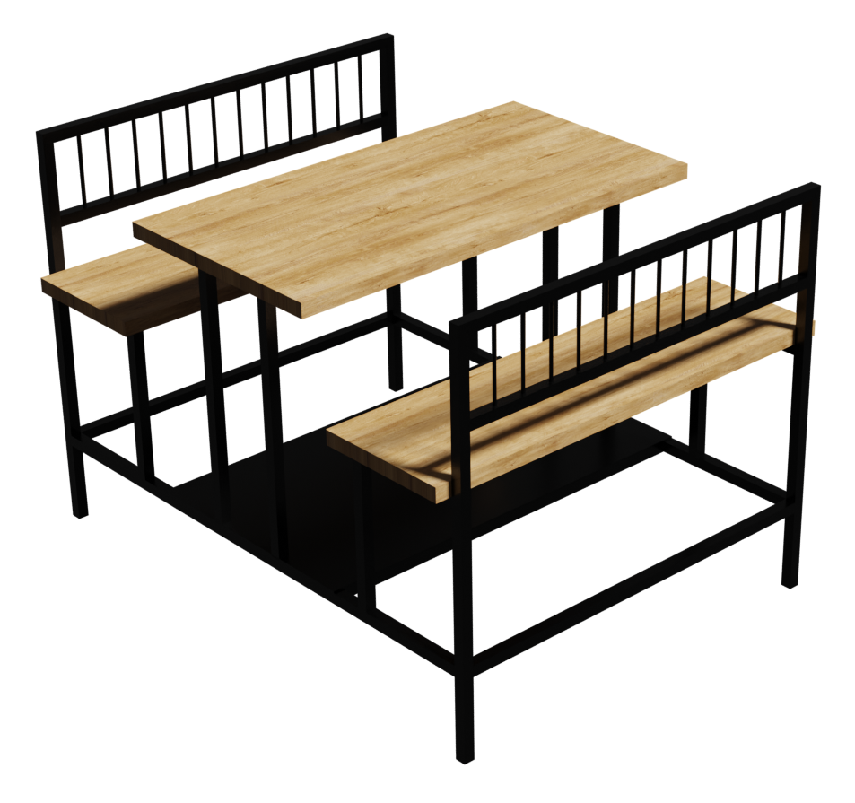 Eiche Gastro Stehtisch mit Sitzbänken