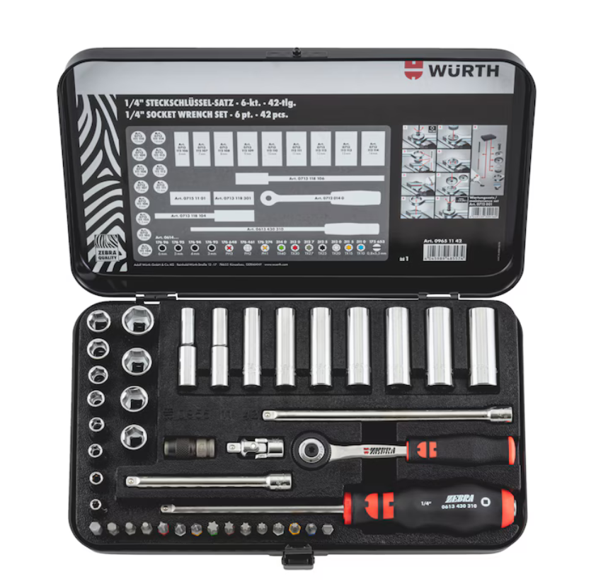 Steckschlüssel 1/4 Zoll 42-teiliges Sortiment