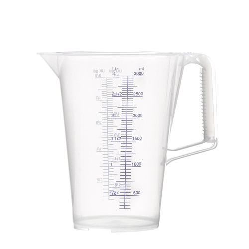 Messbecher 3l blau bedruckte Skala PP PR
