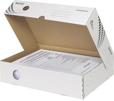 LEITZ Archivschachtel Leitz easyboxx 8 x 25 x 35 cm (B x H x T) DIN A4 mit Archivdruck Wellpappe 100 % recycelt weiß