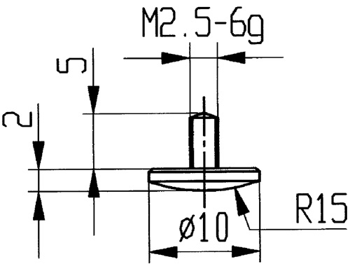 Messeins.D.10mm gewölbt R.15 M2,5 STA z.