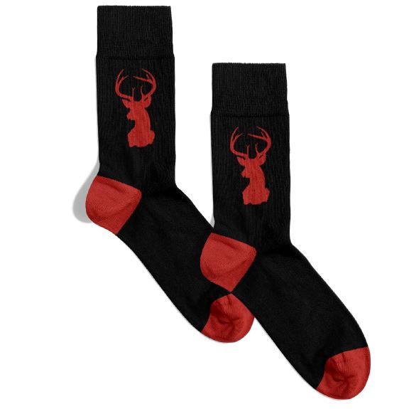 Hirsch Alltagssocken midi | roter hirsch (Größe 37-41)/ Schwarz