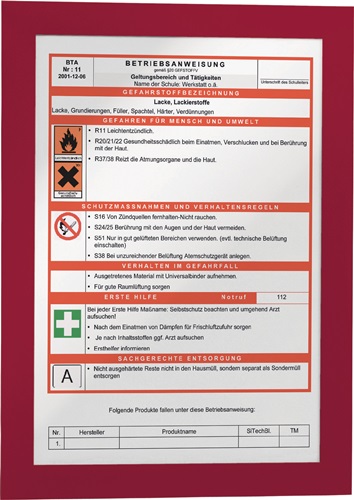 Magnetrahmen DIN A4 rot selbstklebende R