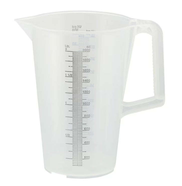 2,0 Liter Messbecher mit schwarzer Skala
