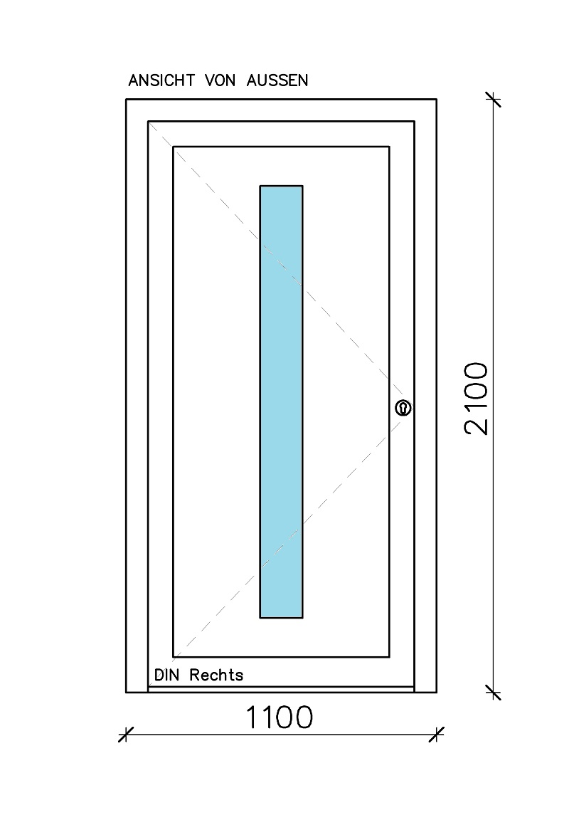1-tlg. "CT-70" Schüco Haustür 110 x 210 cm mit Füllung LA1