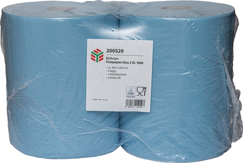 Putztuch ELOwipe XL L.ca.360 mxB.ca.360mm blau 2-lagig 2 Rollen à 1000 Blatt ELOS (VE=2)