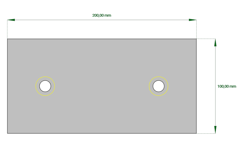 200/100 Stahlplatte mit Senkbohrungen 200x100mm