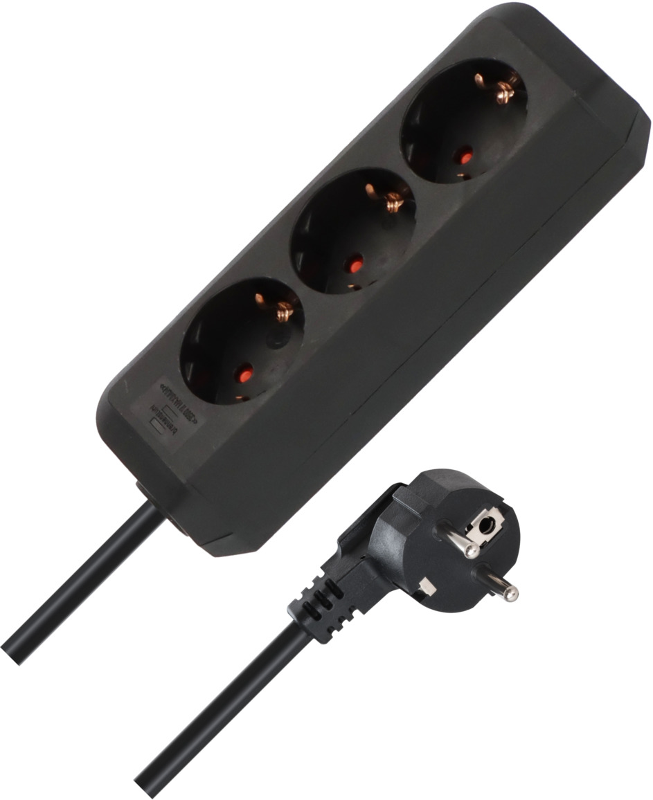 Eco-Line Steckdosenleiste 3-fach mit 1,5m Kabel