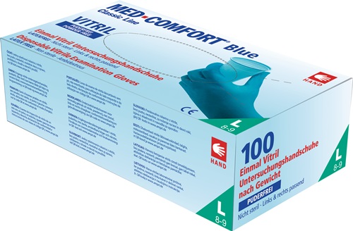 Einweghandschuh Med Comfort Blue Vitril